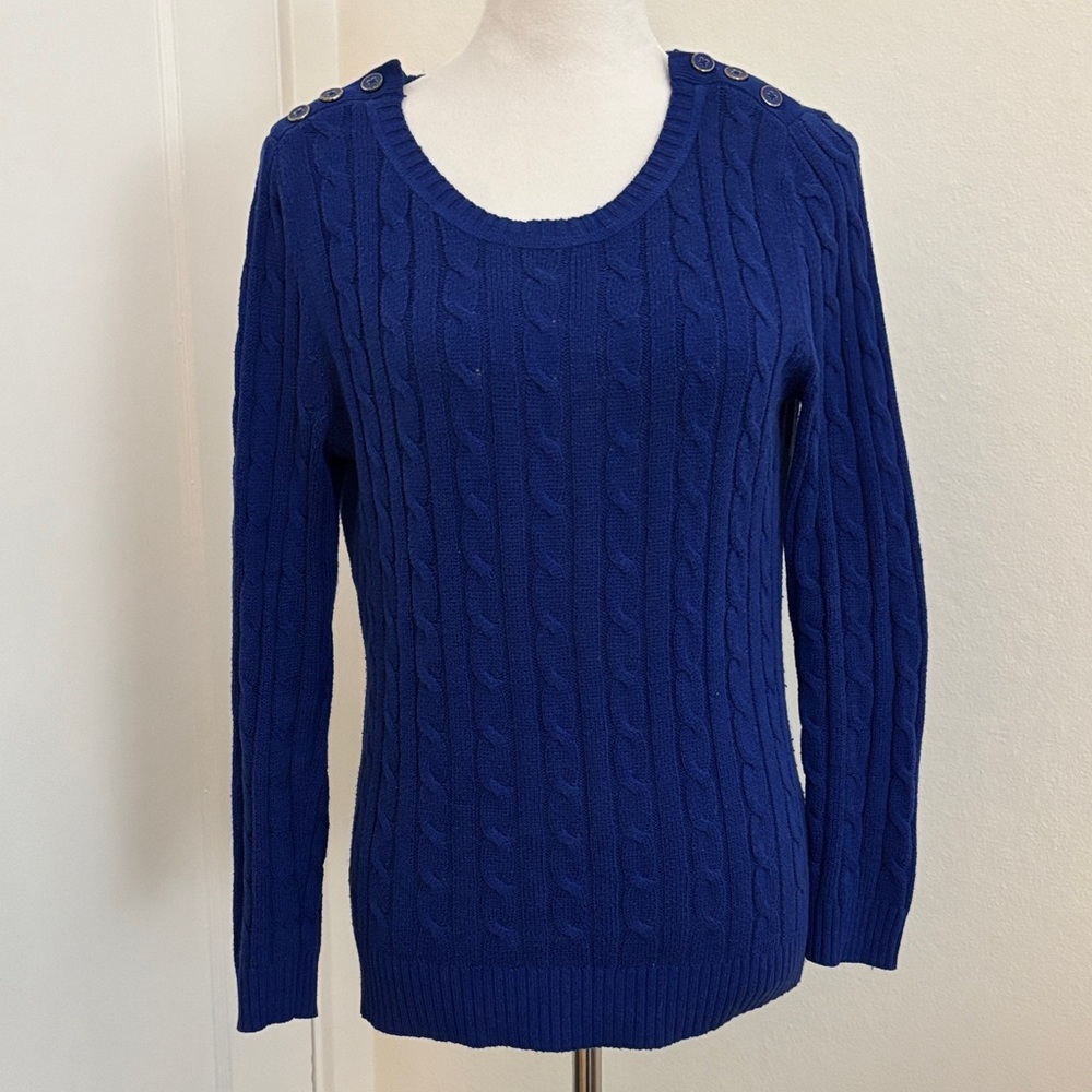 Banana Republic Cobalt Blue Scoop Neck Cable Sweater Size PS